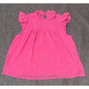 Shein Women's M Sleeveless Swiss Dot‎ Ruffle Blouse